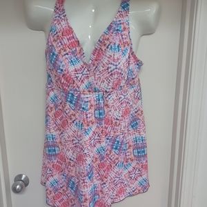 EUC Swimsuits for All multi colored skirted 1 pc wmns sz 16